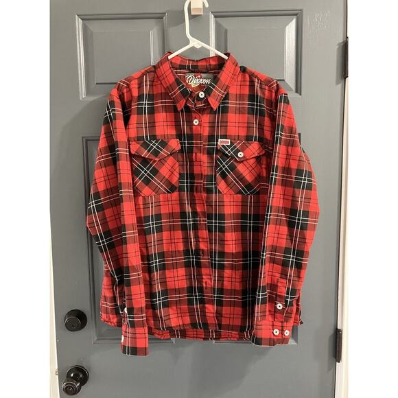 Dixxon Bo Diddley Men's Red,Black & White Plaid Button Flannel Size XL - Picture 1 of 8